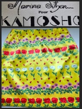 Marina Sitbon For Komosho Paris Bella Glossy Canary Yellow Flower Lux Skirt